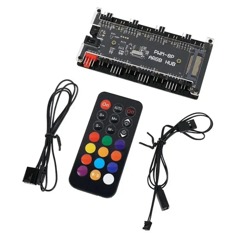 10 Port ARGB PWM Fan Controller HUB 5V 3-Pin with Remote