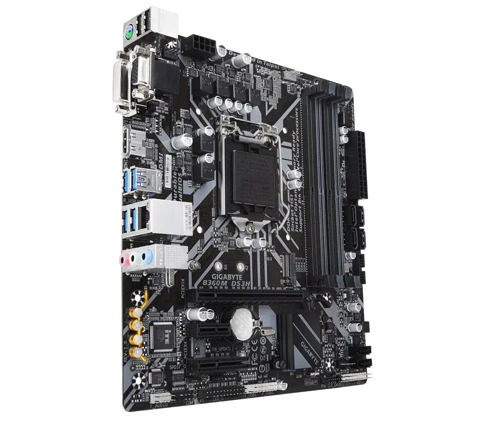 GIGABYTE B360 DS3H m.2 4 RAM SLOT M.2 GAMING MOTHERBOARD – USED